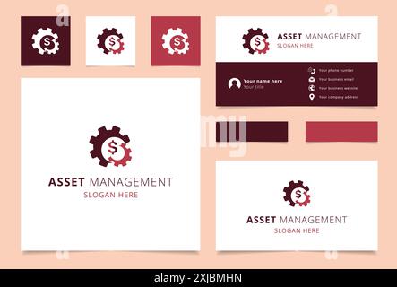 Il design dei biglietti da visita presenta un logo con un accessorio che incorpora il simbolo del dollaro, che simboleggia la crescita finanziaria e la stabilità Illustrazione Vettoriale