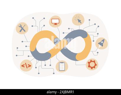 App ciclo di vita illustrazioni vettoriali isolate di cartoni animati. Illustrazione Vettoriale