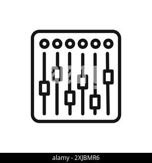 Icona del mixer audio segno grafico vettoriale lineare o set di simboli per l'interfaccia utente dell'app Web Illustrazione Vettoriale