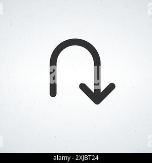 icona freccia di svolta a u. Freccia di direzione. Illustrazione vettoriale di stock isolata su sfondo bianco. Illustrazione Vettoriale