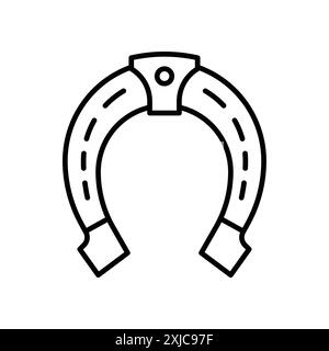 Set piatto Icon a ferro di cavallo in bianco e nero con contorno vettoriale Illustrazione Vettoriale