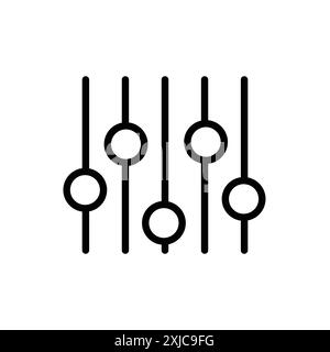 Icona del pannello di controllo impostazione piatta in bianco e nero con vettore di contorno Illustrazione Vettoriale