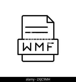 Icona documento file WMF Flat impostata in un vettore di contorno a colori in bianco e nero Illustrazione Vettoriale