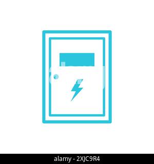 Scatola ad alta tensione elettrica. Giunzione di energia. Isolato su sfondo bianco. Dal set di icone blu. Illustrazione Vettoriale
