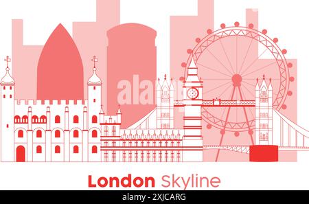 Skyline di Londra paesaggio urbano moderno illustrazione vettoriale Illustrazione Vettoriale