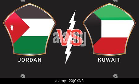 Partita di calcio Jordan vs Kuwait con sfondo nero Illustrazione Vettoriale