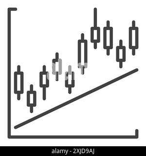 Icona o simbolo del contorno del concetto del vettore di formazione Candlestick di criptovaluta Illustrazione Vettoriale