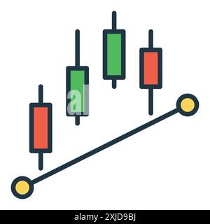 Formazione Crypto Trading con grafici Candlestick concetto vettoriale icona colorata o elemento logo Illustrazione Vettoriale