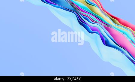 Illustrazione 3D di superfici morbide colorate astratte con effetto ondulato, splendida carta da parati Foto Stock
