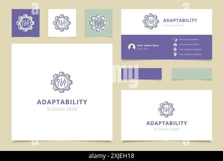 Logo di adattabilità con un quadro di comando e un'attrezzatura per un'azienda tecnologica Illustrazione Vettoriale