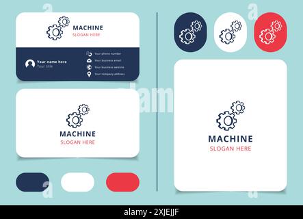 Moderno design minimalista per biglietti da visita con ingranaggi che ruotano insieme Illustrazione Vettoriale