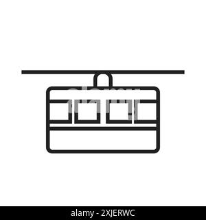 icona del tram aereo simbolo vettoriale piatto semplice contorno logo della collezione Illustrazione Vettoriale