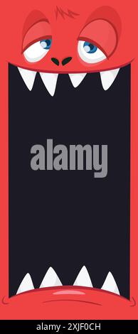 Avatar del volto di un mostro dei cartoni animati. Illustrazione vettoriale di Halloween Illustrazione Vettoriale