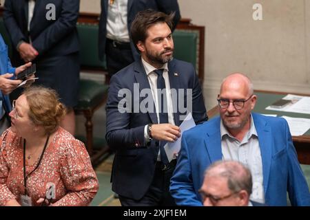 Bruxelles, Belgio. 18 luglio 2024. L'ONOREVOLE Georges-Louis Bouchez è presente in seduta plenaria presso il parlamento federale, a Bruxelles, giovedì 18 luglio 2024. BELGA FOTO JONAS ROOSENS credito: Belga News Agency/Alamy Live News Foto Stock