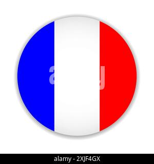 Bandiera rotonda della Francia. Illustrazione vettoriale. Illustrazione Vettoriale