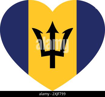 Bandiera delle Barbados in forma di cuore, simbolo dell'amore Illustrazione Vettoriale
