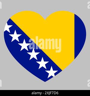 Bandiera della Bosnia ed Erzegovina in forma di cuore, simbolo di amore Illustrazione Vettoriale