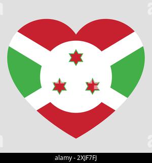 Bandiera del Burundi in forma di cuore, simbolo d'amore Illustrazione Vettoriale