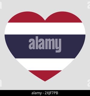 Bandiera della Thailandia in forma di cuore, simbolo dell'amore Illustrazione Vettoriale