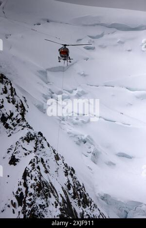 Hubschrauber, Mont Blanc-Massiv, Chamonix, Frankreich Foto Stock