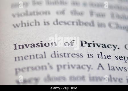 Violazione della privacy nel diritto commerciale Foto Stock