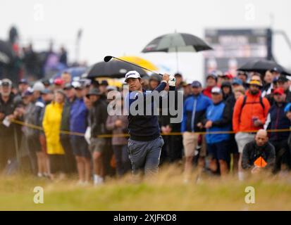 Il giapponese Hideki Matsuyama il 4° giorno degli Open al Royal Troon, South Ayrshire, Scozia. Data foto: Giovedì 18 luglio 2024. Foto Stock