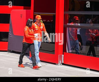 Mogyorod, Ungheria. 18 luglio 2024. Charles Leclerc (MON) - Scuderia Ferrari - Ferrari SF-24 - Ferrari durante la giornata di preparazione, 18 luglio, del Gran Premio d'Ungheria di Formula 1 2024, in programma sul tracciato dell'Hungaroring a Mogyorod, Budapest, Ungheria, dal 19 luglio al 21 luglio 2024 (foto di Alessio De Marco/Sipa USA) credito: SIPA USA/Alamy Live News Foto Stock