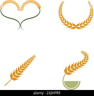 Agricoltura Logo grano modello icona vettore design Illustrazione Vettoriale