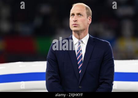 Berlino, Germania. 14 luglio 2024. Principe Guglielmo (Principe di Galles e Presidente della Football Association) visto durante la cerimonia dopo la finale di UEFA EURO 2024 tra Spagna e Inghilterra all'Olympiastadion di Berlino. Punteggio finale: Spagna 2:1 Inghilterra. (Foto di Mikolaj Barbanell/SOPA Images/Sipa USA) credito: SIPA USA/Alamy Live News Foto Stock