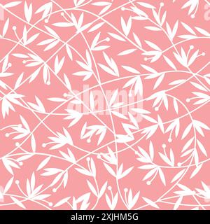 Motivo floreale astratto senza cuciture. Sfondo vettoriale rosa e bianco. Ornamento per avvolgere, carta da parati, piastrelle Illustrazione Vettoriale