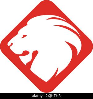Disegno di illustrazione del modello vettoriale del logo della testa del leone Illustrazione Vettoriale
