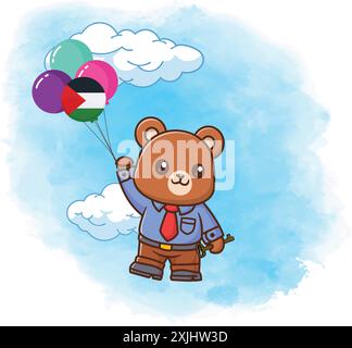 Illustrazione vettore Palestina libera, stand con illustrazione vettore Palestina, vettore Palestina, Illustrazione Vettoriale