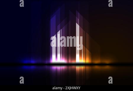 Sfondo con tecnologia astratta a righe al neon brillanti. Design vettoriale grafico futuristico Illustrazione Vettoriale