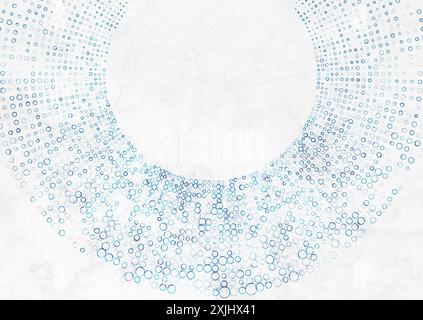 Grunge Mezzitoni blu tecnico minimal cerchi tratteggiati sfondo astratto. Design vettoriale geometrico Illustrazione Vettoriale