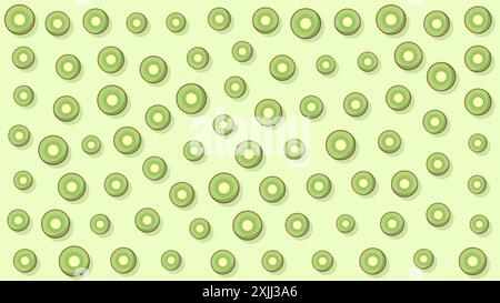 Fette di Kiwi su sfondo verde pastello chiaro. Illustrazione vettoriale Illustrazione Vettoriale