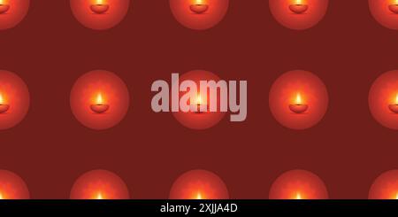 Happy Diwali - file di fuoco rosso scuro candele motivo per Deepawali Indian Spiritual, Cultural Holdiays - Design vettoriale, illustrazione di sfondo Illustrazione Vettoriale