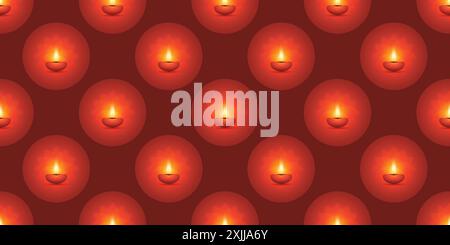 Happy Diwali - file di fuoco rosso scuro candele motivo per Deepawali Indian Spiritual, Cultural Holidays - Vector Design, sfondo Illustration Illustrazione Vettoriale