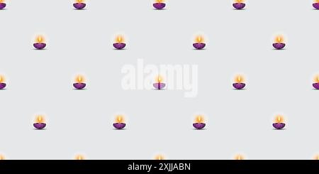 Happy Diwali - piccolo schema di candele viola bruciante per le festività spirituali e culturali indiane Deepawali - Design vettoriale, sfondo su larga scala, illustra Illustrazione Vettoriale