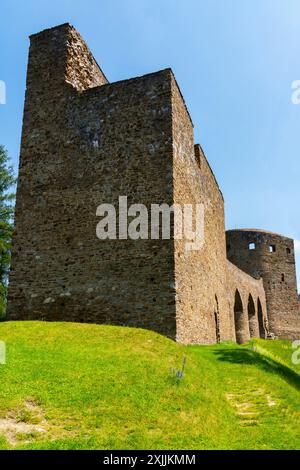 Castello di Kasperk (Hrad Kasperk), Repubblica Ceca. Il castello di Kasperk è un castello medievale situato ai piedi del Parco Nazionale di Sumava. Con la sua elevazione Foto Stock