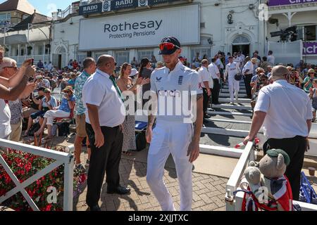 Nottingham, Regno Unito. 19 luglio 2024. Ben Stokes dell'Inghilterra si schiera contro le Indie occidentali al Trent Bridge, Nottingham, Regno Unito, 19 luglio 2024 (foto di Mark Cosgrove/News Images) a Nottingham, Regno Unito, il 19/19/2024. (Foto di Mark Cosgrove/News Images/Sipa USA) credito: SIPA USA/Alamy Live News Foto Stock