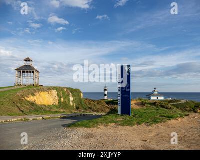 Vecchio faro di Ribadeo, 1857, Isla Pancha (Illa Pancha), Ribadeo, Lugo, Galizia, Spagna. Foto Stock