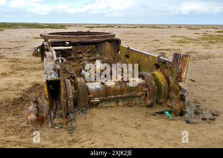 Tank sulla spiaggia di Mablethorpe Foto Stock