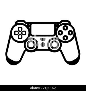 Icona del controller per videogiochi in bianco e nero Illustrazione Vettoriale