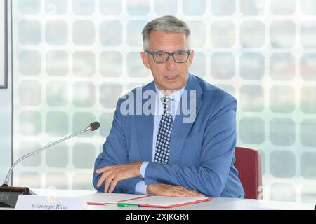 Milano, Milano. 19 luglio 2024. Giuseppe Ricci alla sottoscrizione del protocollo di intesa tra regione Lombardia ed Eni Spa - Milano - Venerd&#xec; 19 luglio 2024 (foto Claudio Furlan/Lapresse) Giuseppe Ricci alla firma del Memorandum d'intesa tra regione Lombardia ed Eni Spa - Milano - venerdì 19 luglio 2024 (foto Claudio Furlan/Lapresse) crediti: LaPresse/Alamy Live News Foto Stock