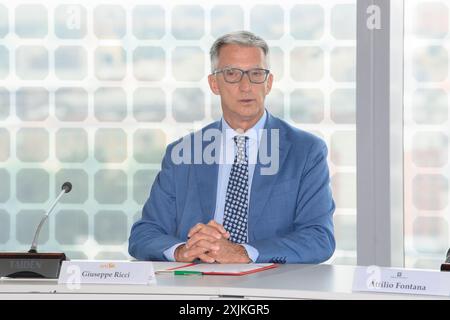 Milano, Milano. 19 luglio 2024. Giuseppe Ricci alla sottoscrizione del protocollo di intesa tra regione Lombardia ed Eni Spa - Milano - Venerd&#xec; 19 luglio 2024 (foto Claudio Furlan/Lapresse) Giuseppe Ricci alla firma del Memorandum d'intesa tra regione Lombardia ed Eni Spa - Milano - venerdì 19 luglio 2024 (foto Claudio Furlan/Lapresse) crediti: LaPresse/Alamy Live News Foto Stock