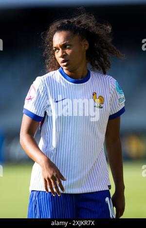 Kaunas, Lituania, 17 luglio 2024. La Francia Julie Swierot reagisce durante la finale del Campionato UEFA Under-19 2023/2024 del gruppo A tra Lituania e Francia allo stadio Darius e Girenas di Kaunas, Lituania. 17 luglio 2024. Crediti: Nikola Krstic/Alamy Foto Stock