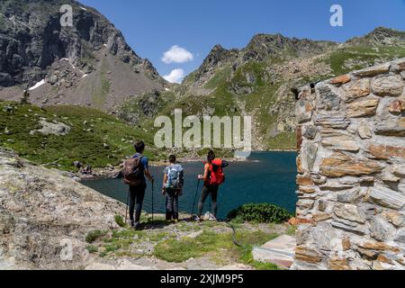 Rifugio Venasque, percorso per il porto di Venasque, Luchon, catena montuosa dei Pirenei, Francia Foto Stock