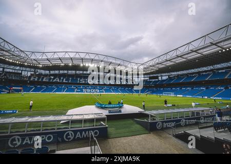 Campo di calcio reale Arena, dove gioca Real Sociedad de Futbol, a San Sebastian (Spagna). Foto Stock
