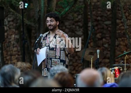 Ismael Sempere, poetico recital, Oratori de Sant Blai, Campos, Maiorca, Isole Baleari, Spagna poetico recital, ordini de Sant Blai, Campos, Maiorca Foto Stock