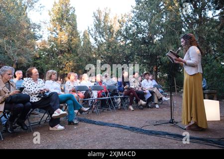 Cecilia Navarro, recital poetico, Oratori de Sant Blai, Campos, Maiorca, Isole Baleari, Spagna Foto Stock